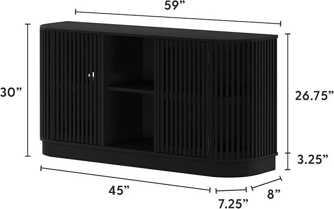 Plank+Beam Contour Wood TV Stand, Two Door Solid Wood Entertainment Console - Image 2