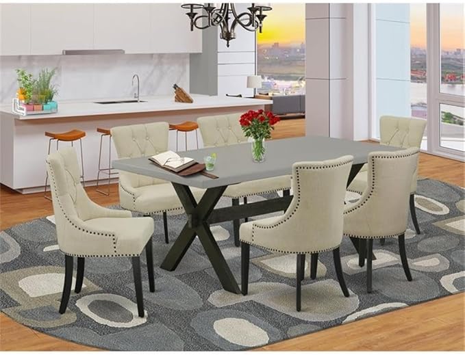 East West Furniture X697FR102-7 7 Piece Dinette Set Consist of a Rectangle - Image 2