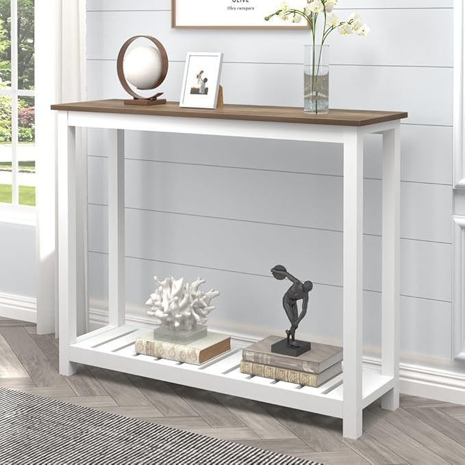 FOLUBAN Farmhouse Sofa Table, Rustic Vintage Console Table - Image 7