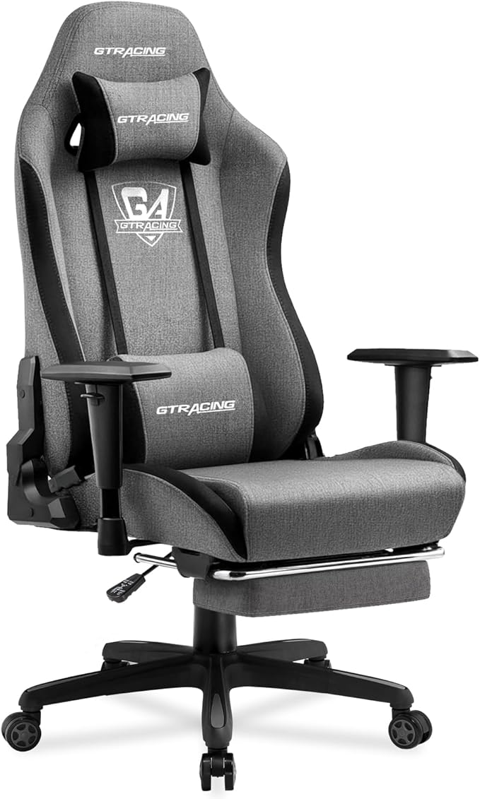 GTRACING Gaming Chair with Footrest, Fabric Breathable Big and Tall Ergonomic by GtracingDirect