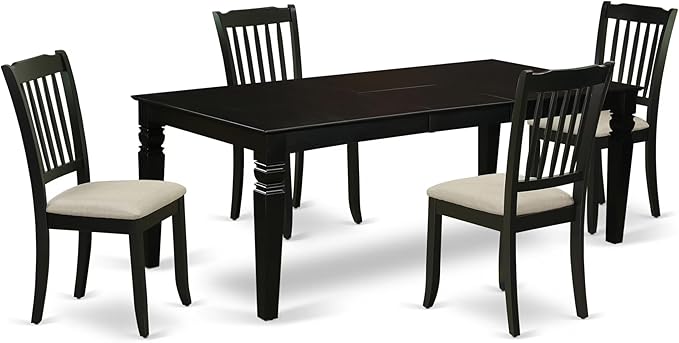 East West Furniture LGDA5-BLK-C 5 Piece Dinette Set Includes a Rectangle Dining by EastWestFurniture