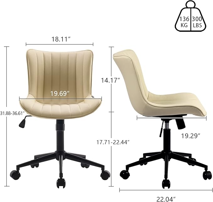 YOUNIKE Beige Home Office Desk Chair - Image 2