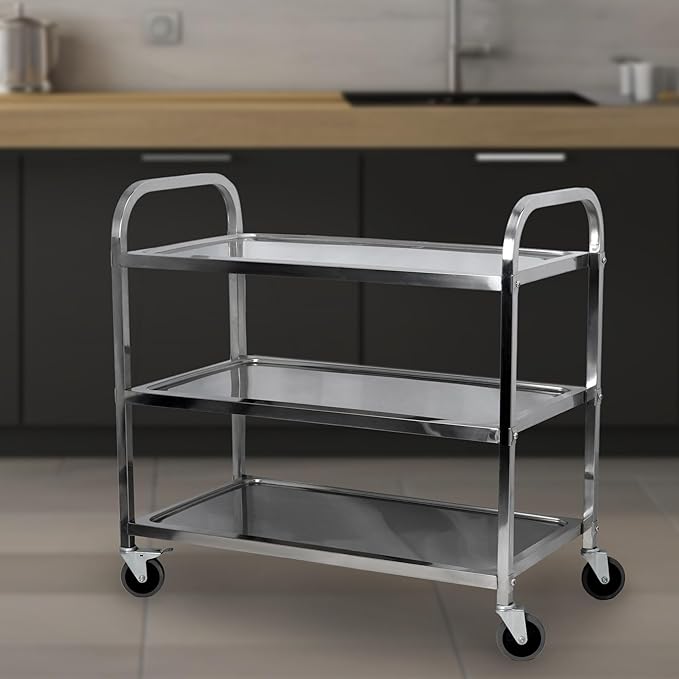 uyoyous 3 Tier Large Heavy Duty Stainless Steel Utility Cart 37"x20"x37" - Image 9
