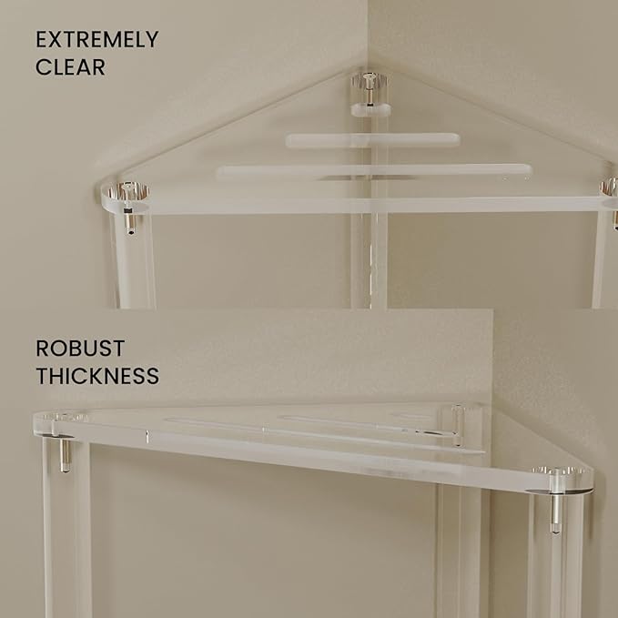 Acrylic Corner Shower Stool for Shaving Legs 11.42" D X 11.42" W X 14.37" H - Image 5