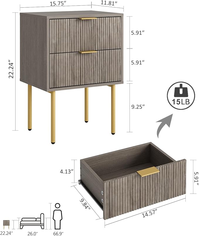 Masupu Night Stand, Mid-Century Modern Bedside Table - Image 2
