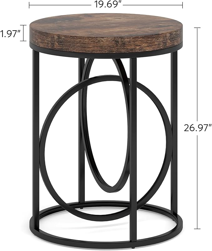 Tribesigns Round End Table for Living Room, 20-Inch Wide, Industrial Side Table - Image 2