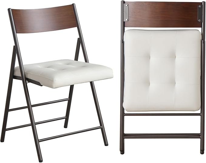 2 Pack Folding Chairs with Thick Padded Seat, Heavy Duty Steel Frame Foldable by Mollveesen