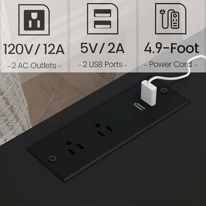 Nightstand with Charging Station, Farmhouse Nightstand, end Table with 2 Tiers - Image 4