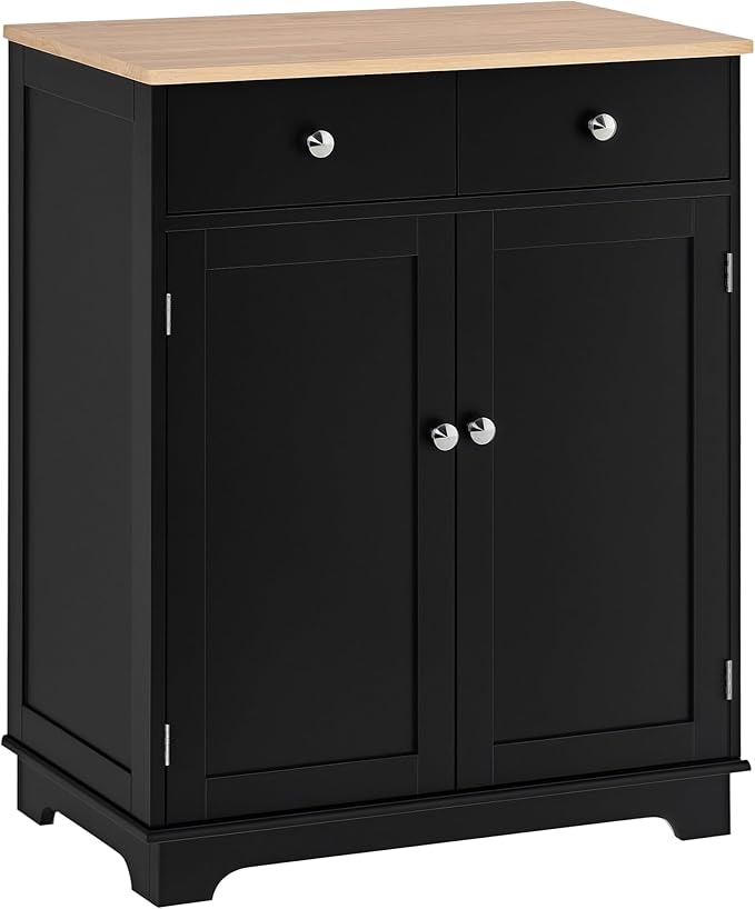 HOMCOM Sideboard with Solid Wood Countertop, Modern Kitchen Storage Cabinet by HOMCOM