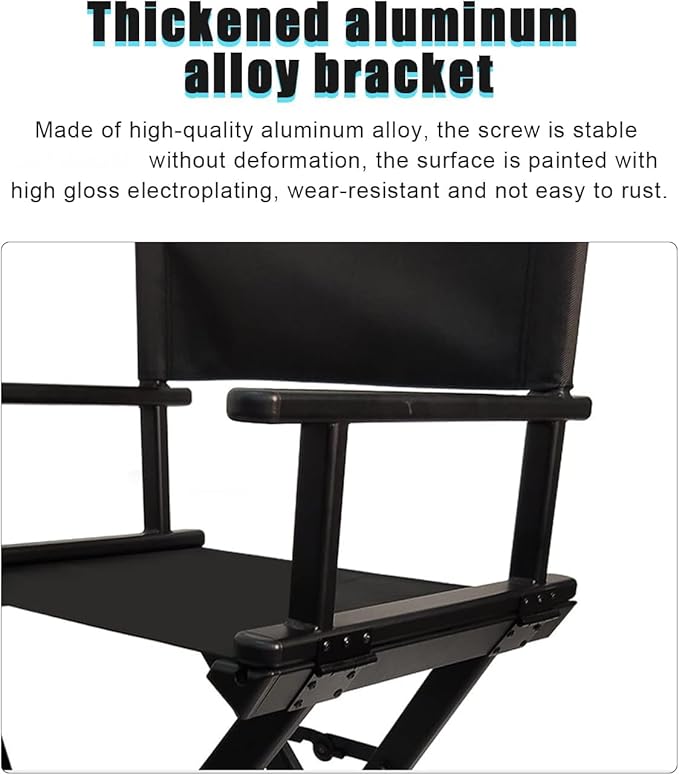 Lorvain Folable Makeup Artist Stool, Portable Tall Folding Director's Chair - Image 5