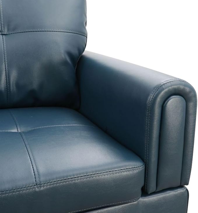 Denim L-Shaped 3-Piece Faux Leather Sofa - Image 7