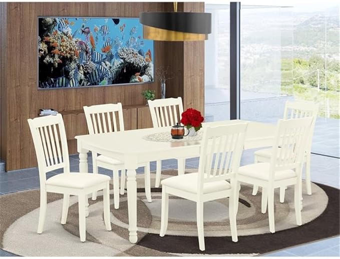 East West Furniture DODA7-LWH-C 7 Piece Dinette Set Consist of a Rectangle - Image 2