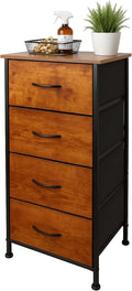 Nightstand with 4 Fabric Bins, Bedside Furniture, Night Stand, End Table by Unknown