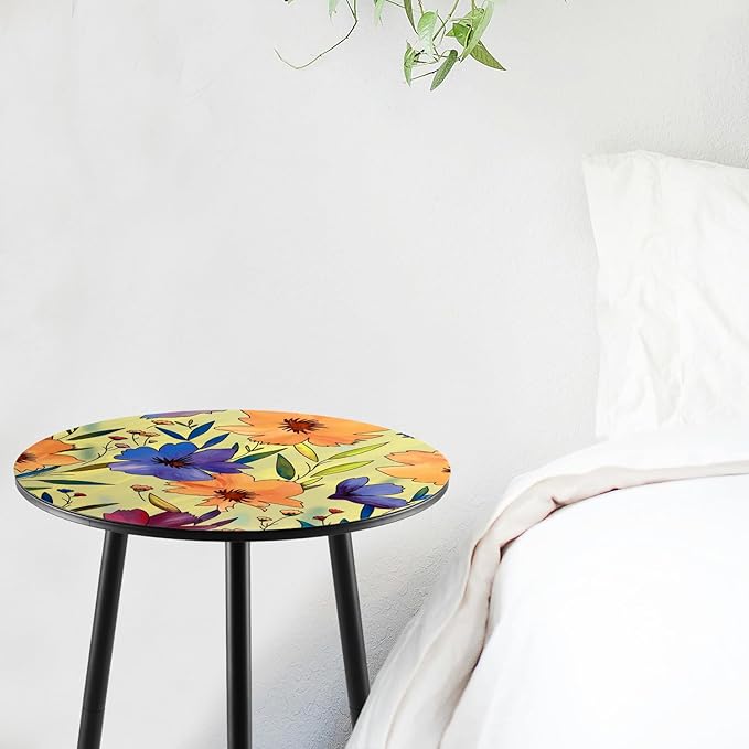 2 Packs Metal Floral Round Side Table 13.2" Small Outdoor Patio Round Accent - Image 7