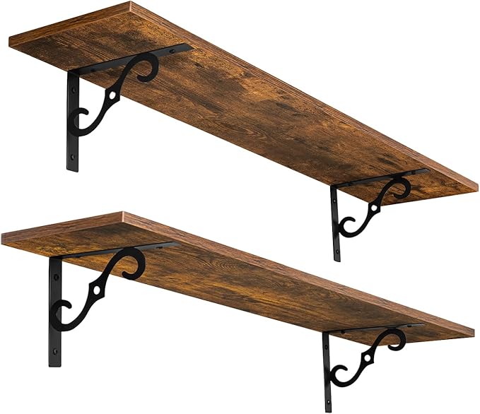 DINZI LVJ Long Wall Shelves, 31.5 Inch Large Floating Shelves Set of 2 by DINZILVJ