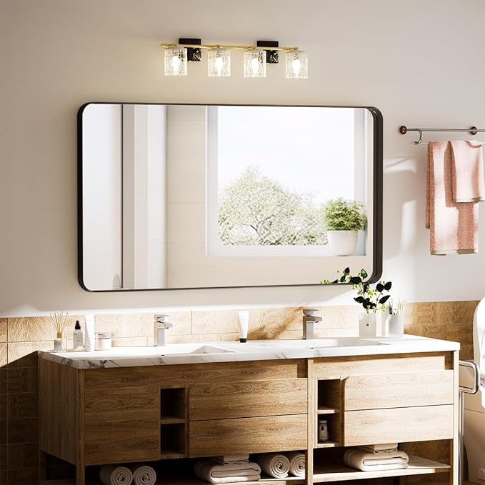 Koonmi Black Bathroom Mirror for Wall, 30x40 Inch Matte Metal Deep Framed by KOONMI