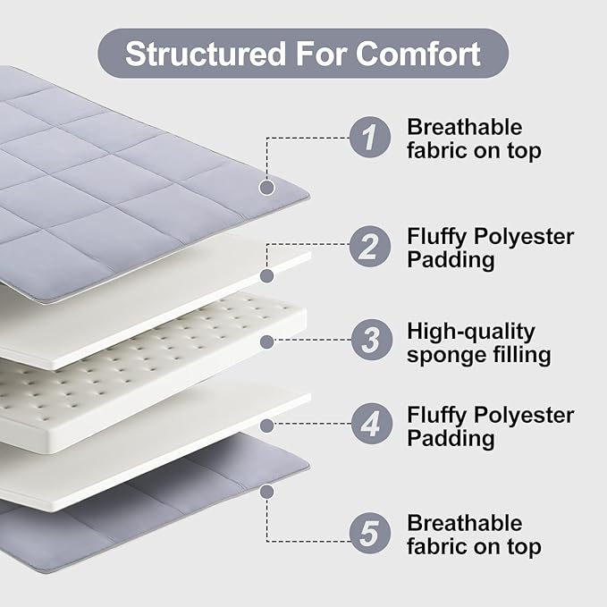 Tiita Floor Mattress Memory Foam Mattress Topper, Portable Roll Up Travel Car - Image 9
