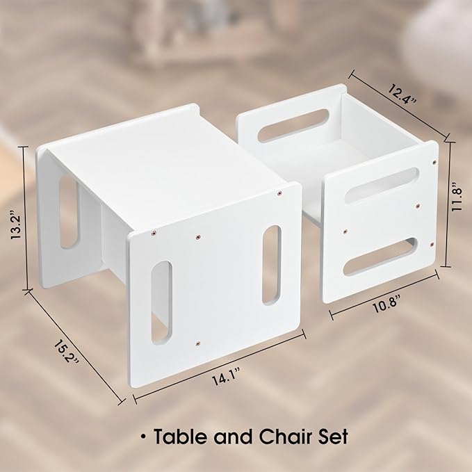 Kids Table and Chair Set, Montessori Weaning Table and Chair, Natural Bamboo - Image 7