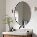 ANDY STAR Brushed Nickel Mirror Bathroom, 24x32 Inch Brushed Nickel Oval Mirror by ANDYSTAR
