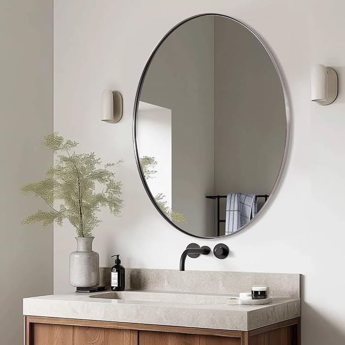 ANDY STAR Brushed Nickel Oval Wall Mirror, Modern Bathroom Mirror, Sturdy - Image 9