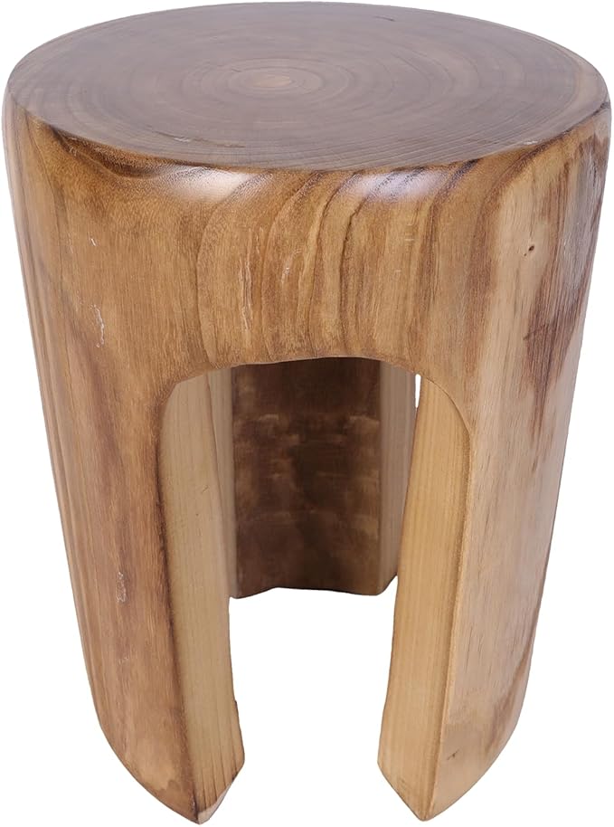 Athaliah Rustic Wood Side Table, 17.75”H Tree Stump End Table, Round Wooden by Athaliah