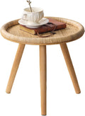 Rattan Round Coffee Table, Boho Circle Side Table End Table by HuiDao