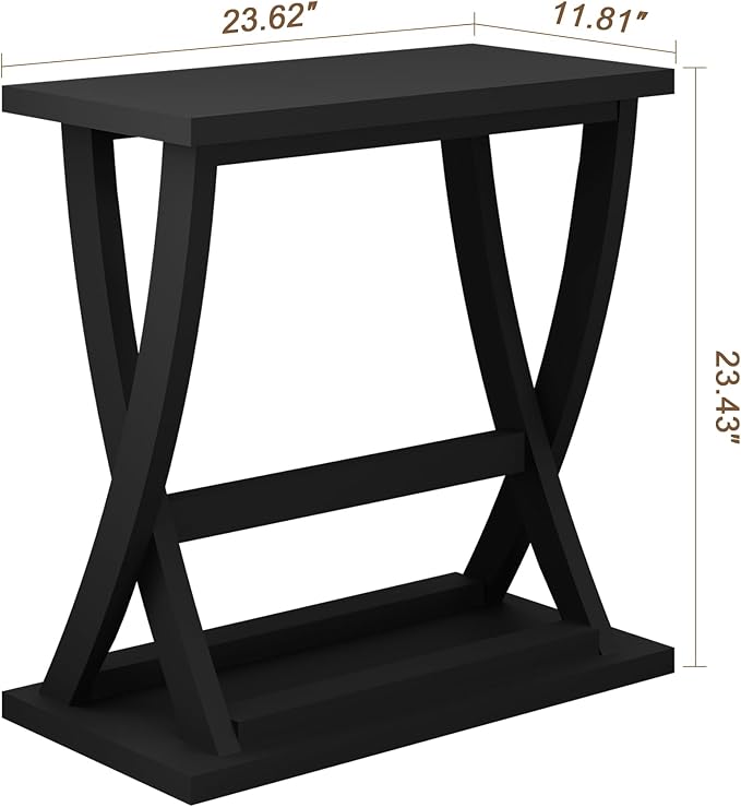 ChooChoo Black End Tables Living Room Set of 2, Narrow Side Table - Image 3