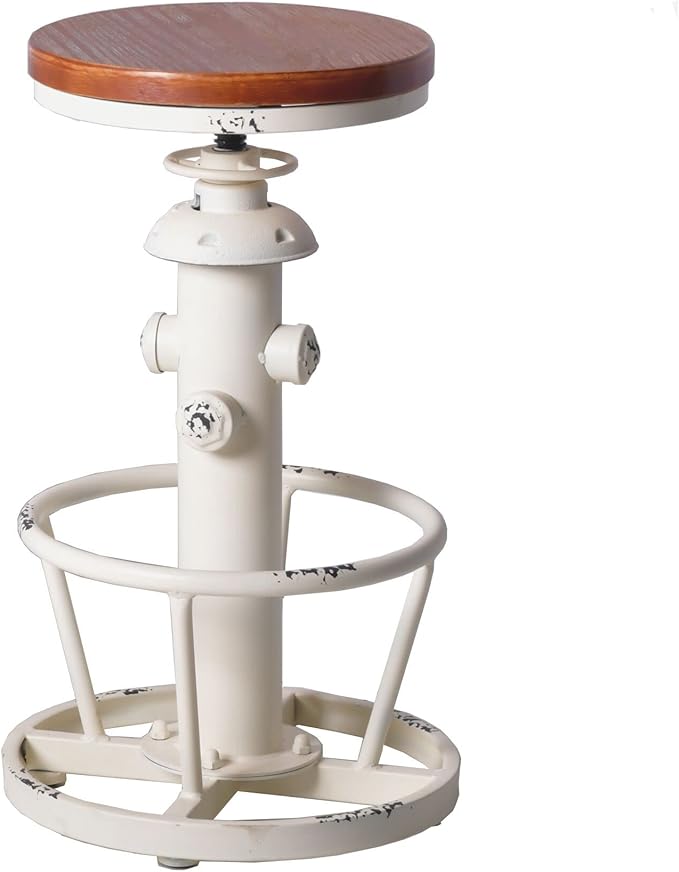 Topower Aged Antique Industrial Round Bottom Adjustable Height Cafe Coffee - Image 8