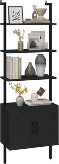 Yusong 73" Tall Bookshelf with Cabinet, Industrial Ladder Wall Mount Shelf by Yusong