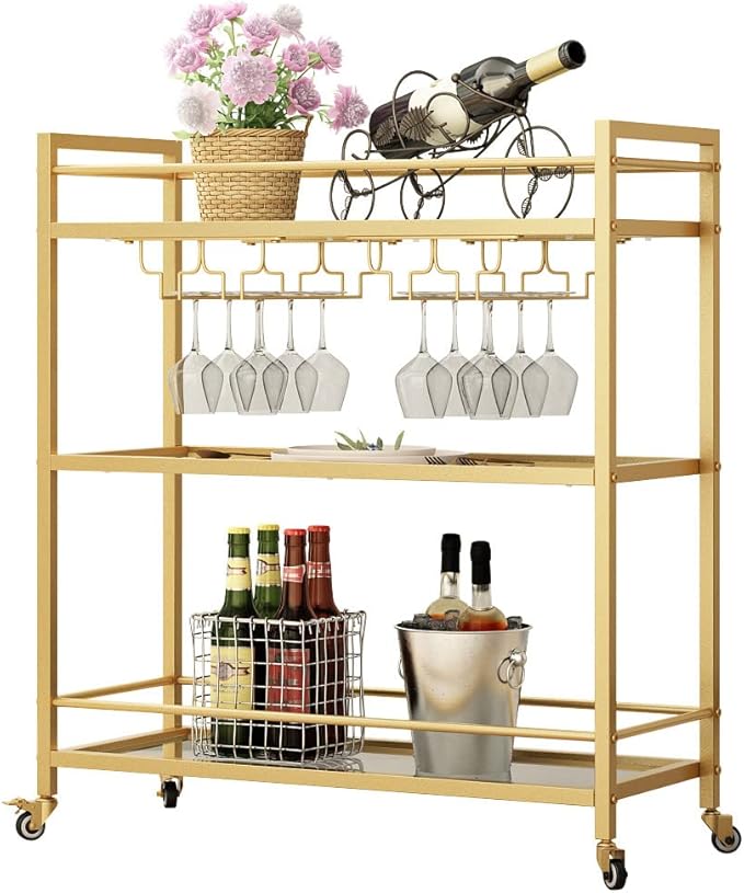 Glass Gold Bar Carts for Home - Image 7
