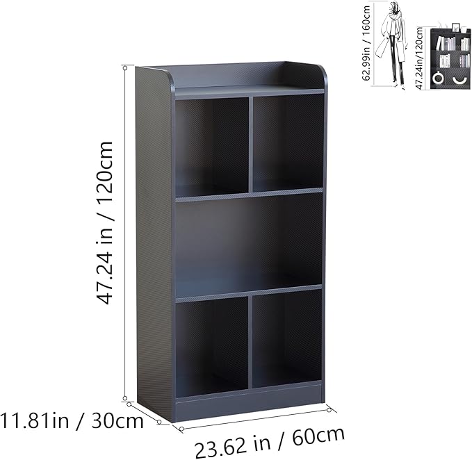Book Shelf with Back Panel Stability 5 Cube Bookcase Multifunctional Cube - Image 3