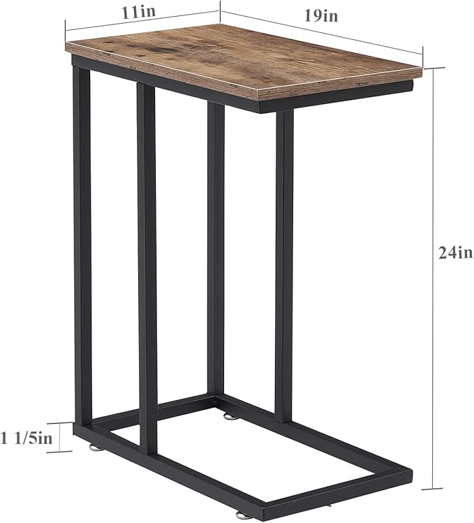 VECELO C Shaped End Side Table for Sofa Couch and Bed Snack TV Tray for Living - Image 7