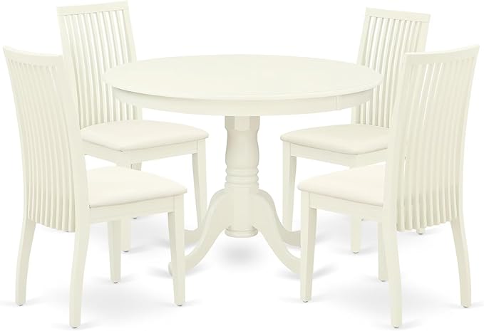 East West Furniture HLIP5-LWH-C 5 Piece Dining Set Includes a Round Dining Room by EastWestFurniture