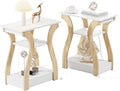 End Table Set of 2 with Charging Station, Side Table with USB Ports and Outlets by FROMJBEST