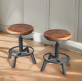 Set of 2-Industrial Bar Stool-Counter Height Chairs- Swivel Wooden Seat- by BOKKOLIK