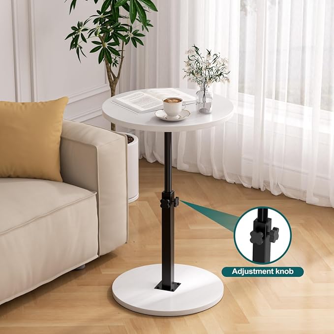 Adjustable Side Table, Round End Table, Small Bedside Table, Mid Century Modern - Image 5