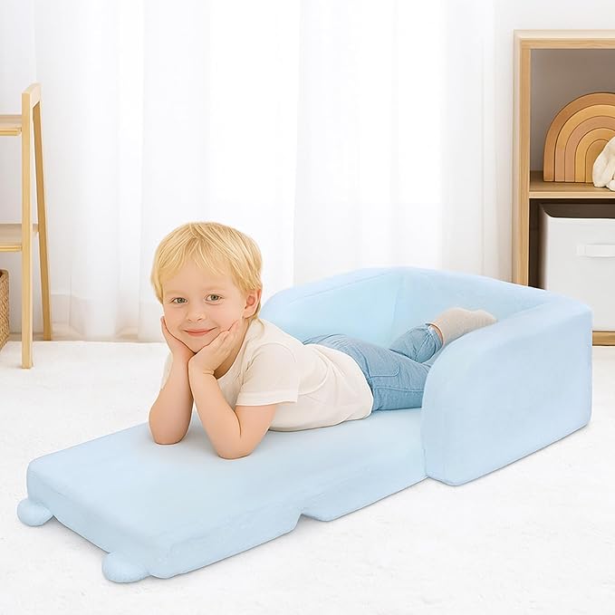 MONKISS Toddler Couch, 2-in-1 Kids Sofa Fold Out, Convertible Sofa to Lounger - Image 2