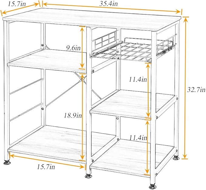 soges 3-Tier Kitchen Baker's Rack, Utility Microwave Oven Stand - Image 3