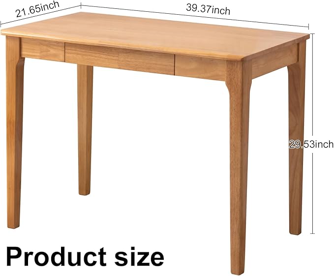 Solid Wood Desk with Drawer, Small Computer Desk - Image 2
