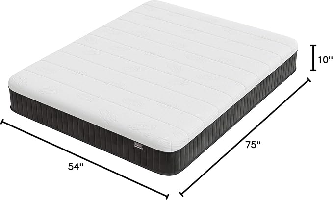Double Mattress, 10 Inch Hybrid Memory Foam Full Size Mattress, Full Bed - Image 2