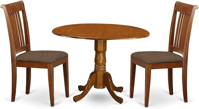 East West Furniture DLPO3-SBR-C 3 Piece Kitchen Table & Chairs Set Contains a by EastWestFurniture