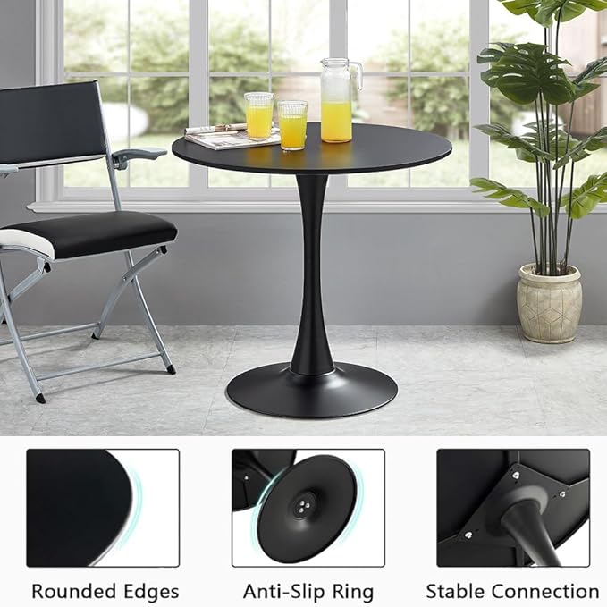 31.2" Tulip Dining Table, Mid-Century Modern Style, Round MDF Top - Image 8