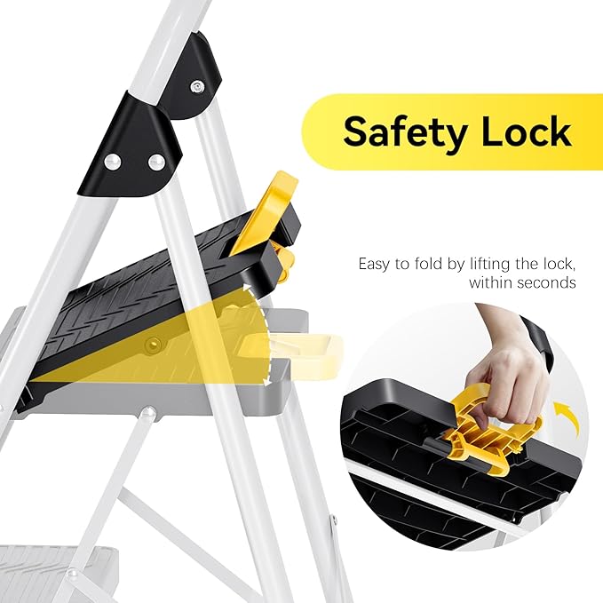 KINGRACK 4 Step Folding Ladder, 800lbs Capacity Step Stool - Image 3