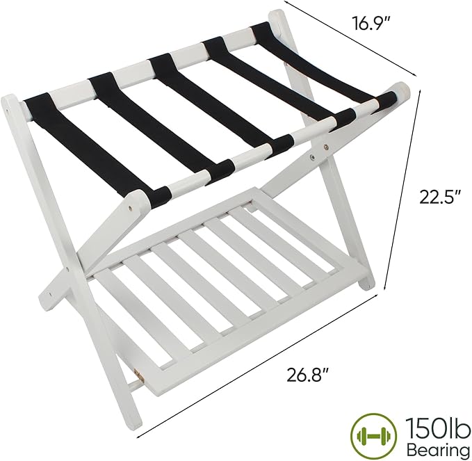 2 Packs Fully Assembled White Luggage Racks - Image 5