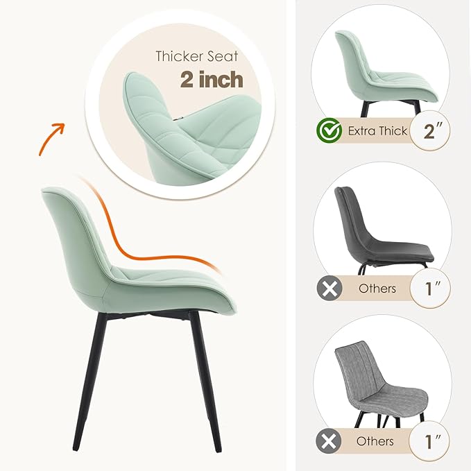YOUNUOKE Dining Chairs Set of 2 Mid Century Modern Kitchen Chair Comfortable - Image 8
