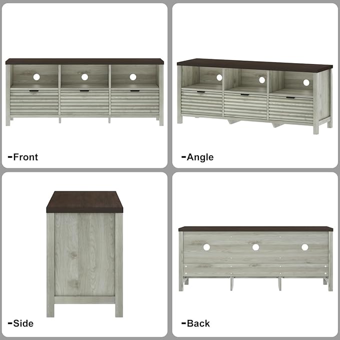 BON AUGURE TV Stand, Fluted Modern Media Console - Image 4