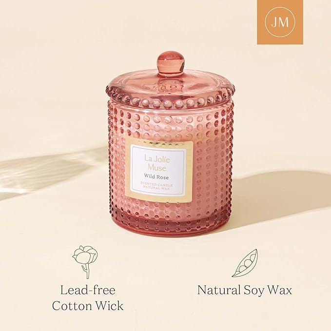 LA JOLIE MUSE Rose Noir & Oud Scented Candle – Lemon, Rose & Oud | 10 oz - Image 5