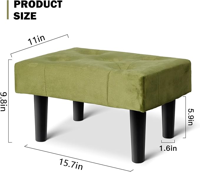 HOUCHICS Small Footstool Ottoman, Velvet Soft Footrest Ottoman - Image 2