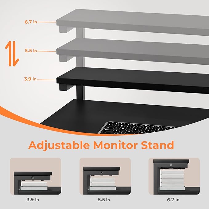 Computer Desk with Adjustable Monitor Stand, 47.2 in Small Desk with Reversible - Image 4