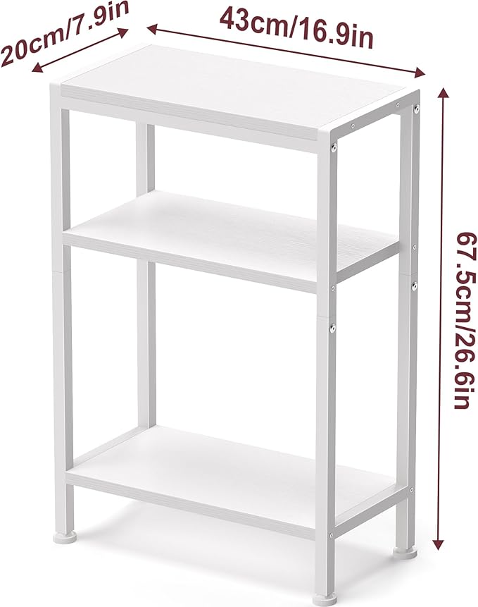 Narrow Side Table for Small Space Set of 2, 3-Tier Small End Table - Image 3